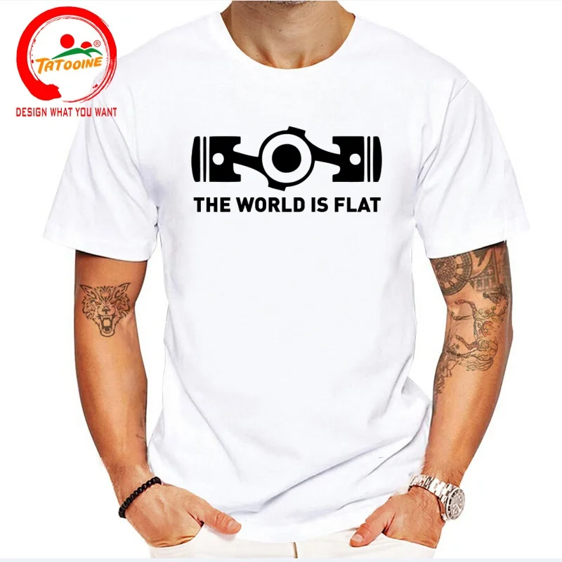 The World Is Flat Engine T Shirt Men Fashion Trendy Casual Clothing Stylish Tops Tee Shirt Leisure Tshirt Men's T-Shirt