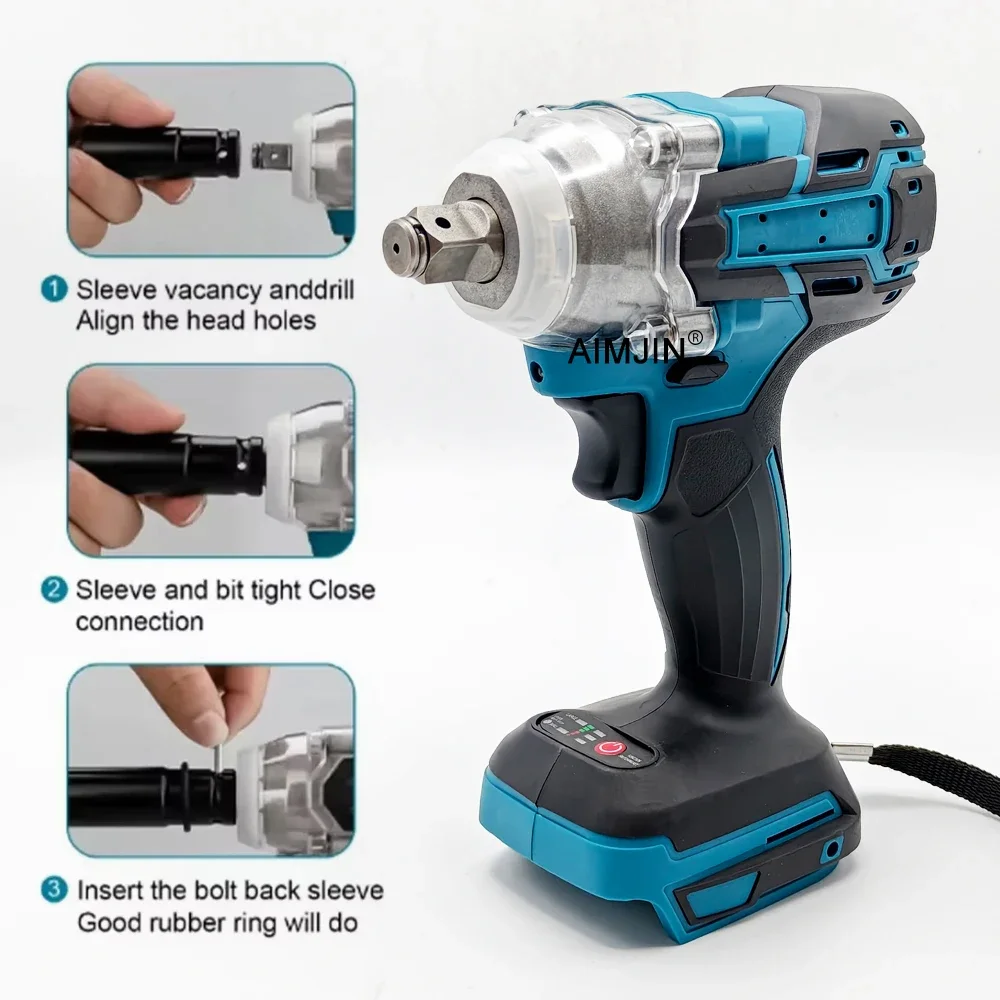 AIMJIN DTW285 high torque impact wrench, wireless rechargeable handheld wrench, 18V lithium battery multifunctional tool