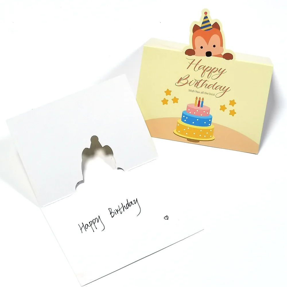 2pcs Happy Birthday Greeting Card Note Message Cards Bouquet Gifts Party Supplies Cartoon Greeting Cards for Kids Birthday