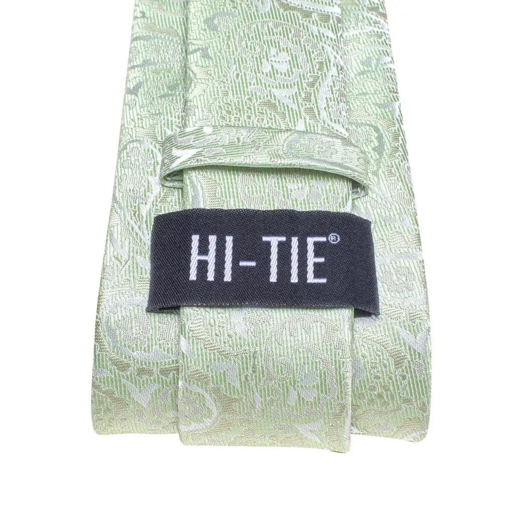 Sage Green Paisley 2024 New Fashion Brand Ties for Men Wedding Party Necktie Set Handky Cufflinks Gift Wholesale Hi-Tie