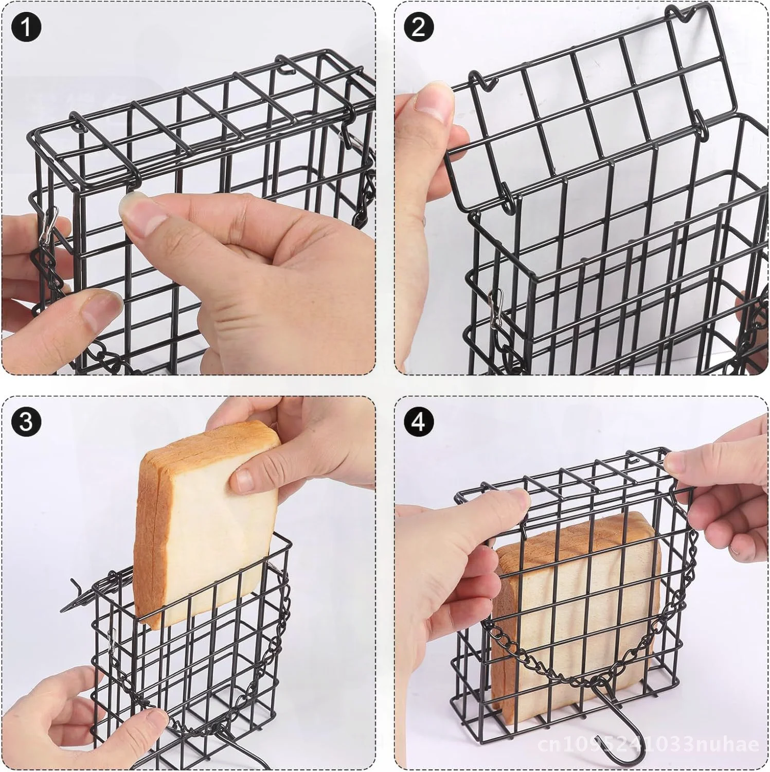 

Outdoor Hanging Square Chain Bird Feeder Medium Size Wire Mesh Bag Hummingbird Food Holder Black 2-Pack Dark Green Single