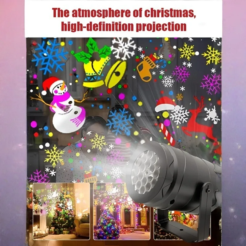 

【EU/US/USB Plug】Mini LED Snowflake Plug-In Projector Light, 16 Patterns Christmas Halloween Decoration, Ideal for Home/Party