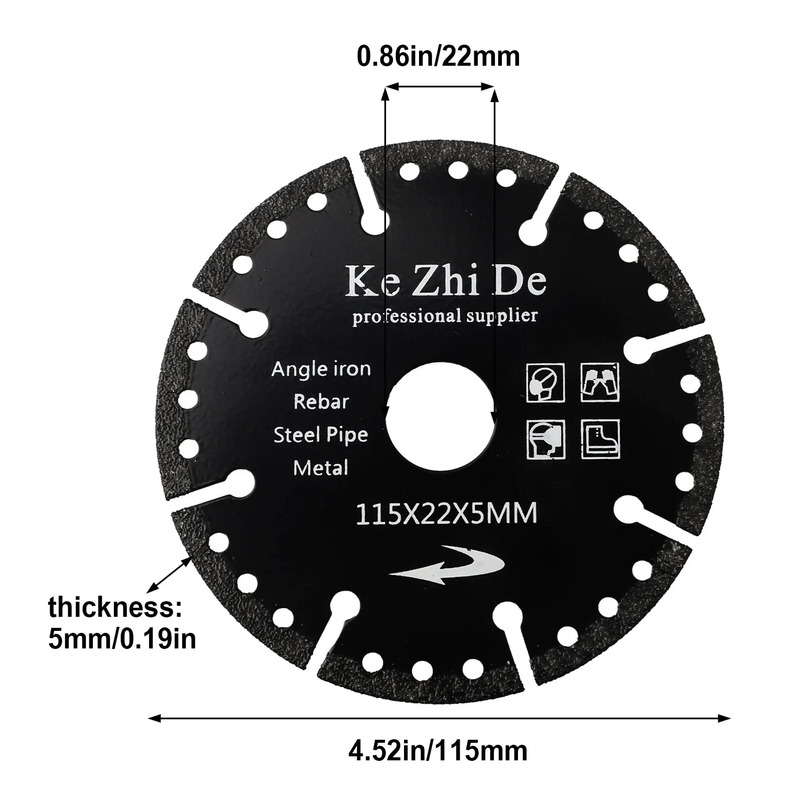 Lama per sega circolare diamantata premium da 115 mm Tecnologia brasata sotto vuoto Taglio multiuso per acciaio Metallo Pietra Alluminio