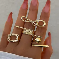 Lacteo 2024 Trendy Geometric Twisted Heart Irregular Cuff Ring for Women Hollow Out Design Finger Ring Jewelry Girls Party Gift