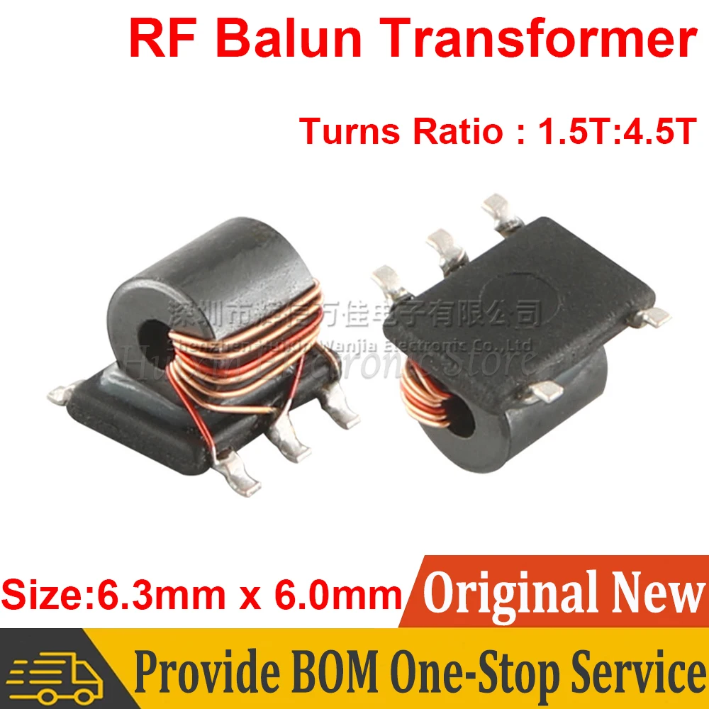 2pcs SMD RF Transmission Line Transformer 250UH Turns Ratio 1.5T:4.5T 1:3 Balun Transformer 458PT-1545