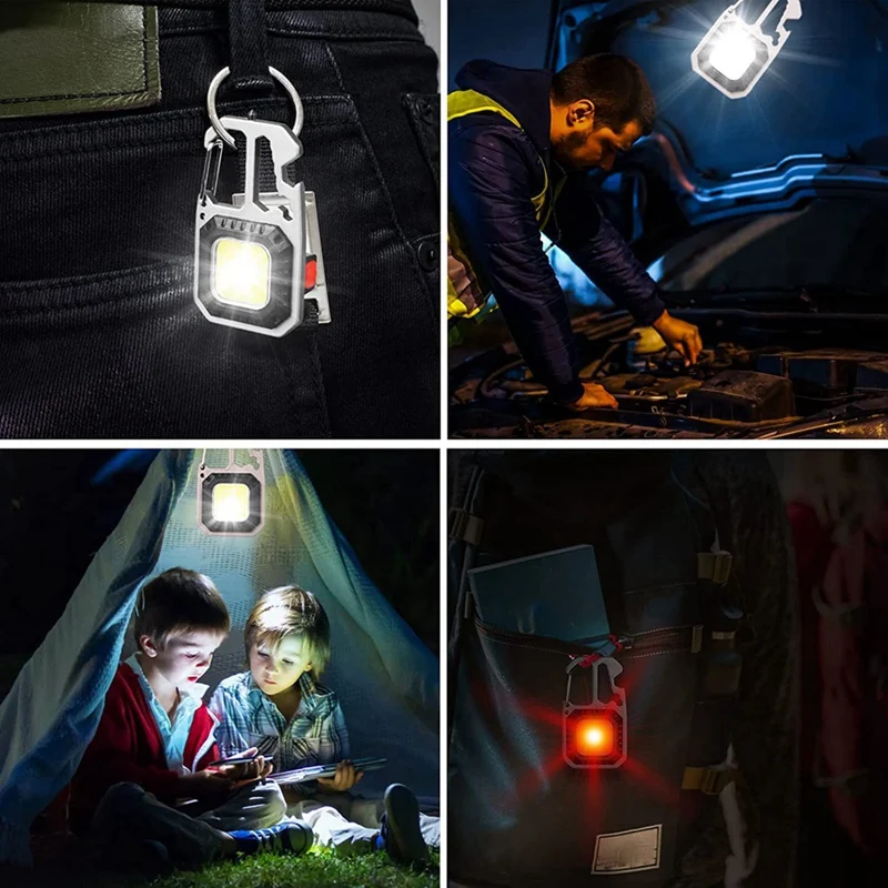 LED Inspection Lights Rechargeable Work Lamp 7 Modes With Bottle Opener Keychain Torch, 800 Lumens