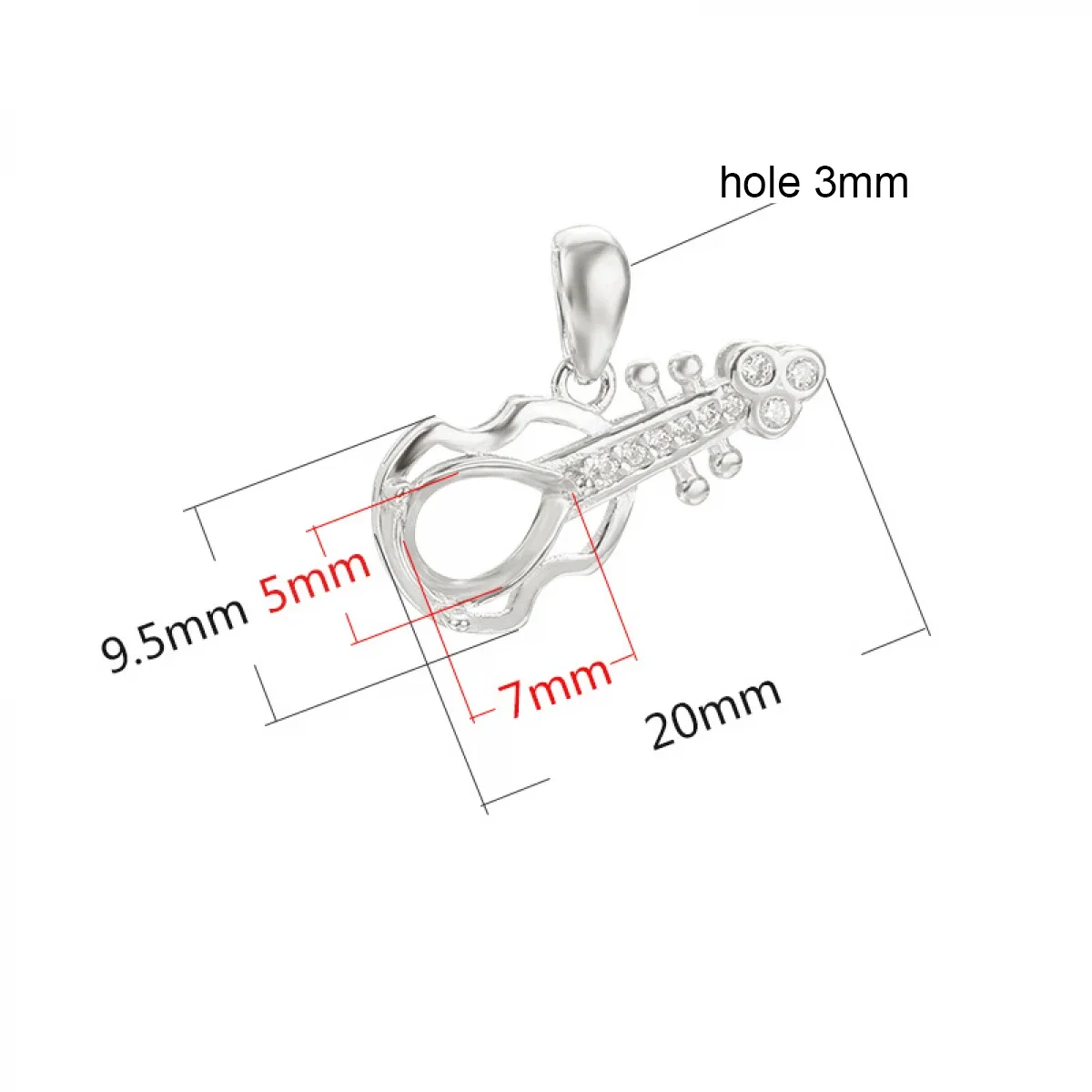 925 Sterling Silver Exquisite Guitar Modelling Pendant Blank Base Fit Teardrops Cabochon DIY Necklace Jewelry Making For Women