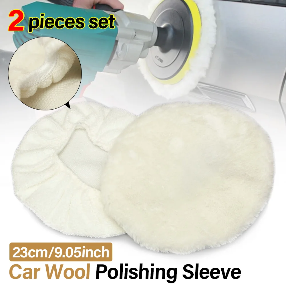 2 Stück Woll-Polierpads 9/10 Zoll für Autopflege, Polieren und Wachsen, Wollradabdeckungen, Autopflegewerkzeuge