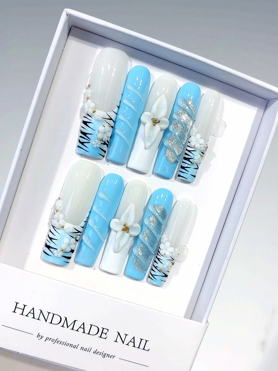 

4cm Sky Blue Light-Colored Simple Nail Art Fashionable Manicure (Jsb07)