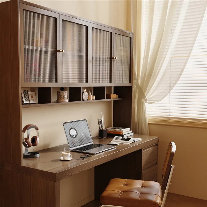 

Книжный шкаф из цельного дерева, книжная полка, встроенный комбинированный детский учебный стол, студенческий домашний настольный компьютерный стол для спальни