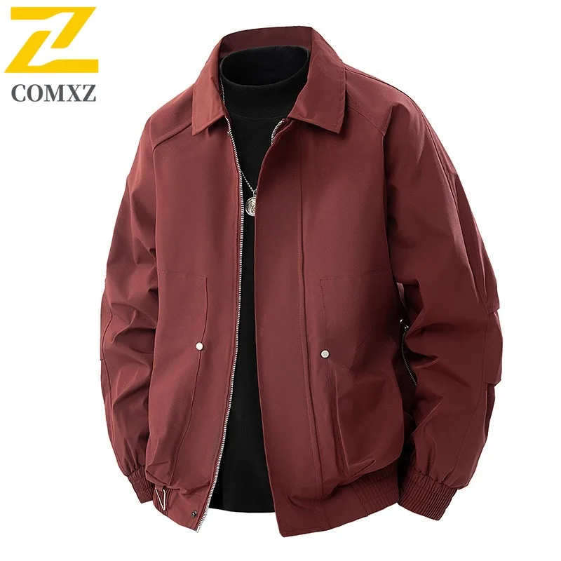 comxz-メンズ-ウインドブレーカー-ジャケット-アウトドア-ラペル-ソリッドカラー-キャンプ-ハイキング-軽量-釣り-アウター-トラベル-高品質コート