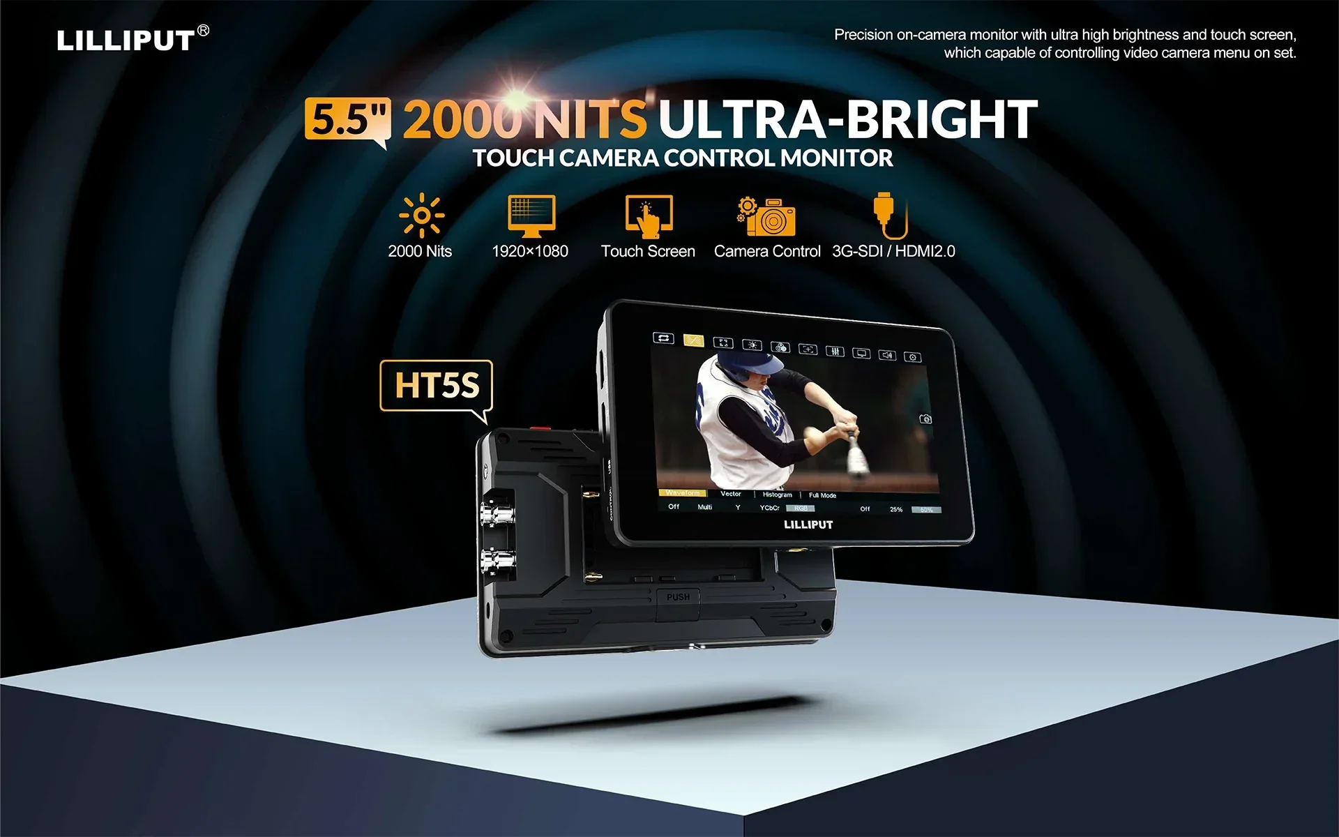 2025 LILLIPUT HT5S für Fotografie und Filmmaker 2000 Nits 5,5 Zoll HDR 3D-LUT Touch SDI 4K HDMI Kamera Control Field Video Mon