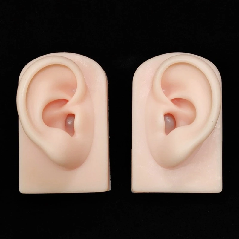 Artificial Ear Model Soft Silicone Left and Right Ear Mold for Acupunctures Training Practical Jewelry Display Props