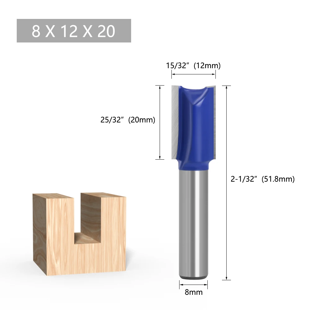 LAVIE Fräser mit 8-mm-Schaft, gerader Doppelfräser für Holz, zum Einstanzen von Nuten, zum Schnitzen und Schneiden, für Holzbearbeitung, DIY- und Handwerksprojekte. – Detail 10