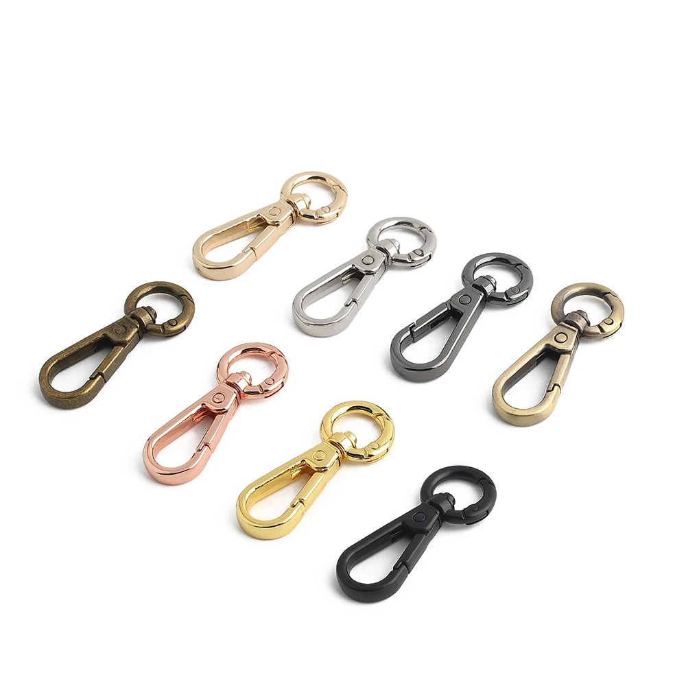 10/30/100PCS Inside:12mm Open Metal Carabiner Snap Hook Trigger Clasps Clips Swivel O-ring For Bag Strap Keychain Accessories