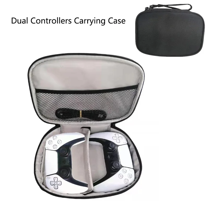 Carrying Case for PS4 PS5 Dual Controller DualSense Gamepad Storage Bag Travel Shockproof Protective Handbag for Switch Pro/Xbox