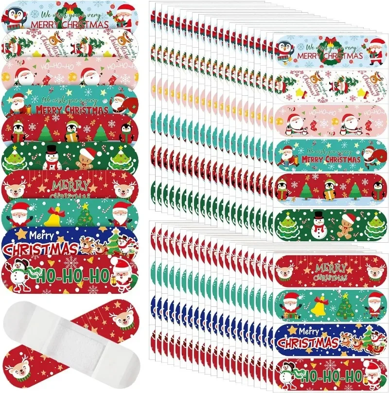 50pcs/set Cartoon Band Aid Christmas Football Prints Plasters for Wound Dressing Patch Tape Strips Kawaii Adhesive Bandages