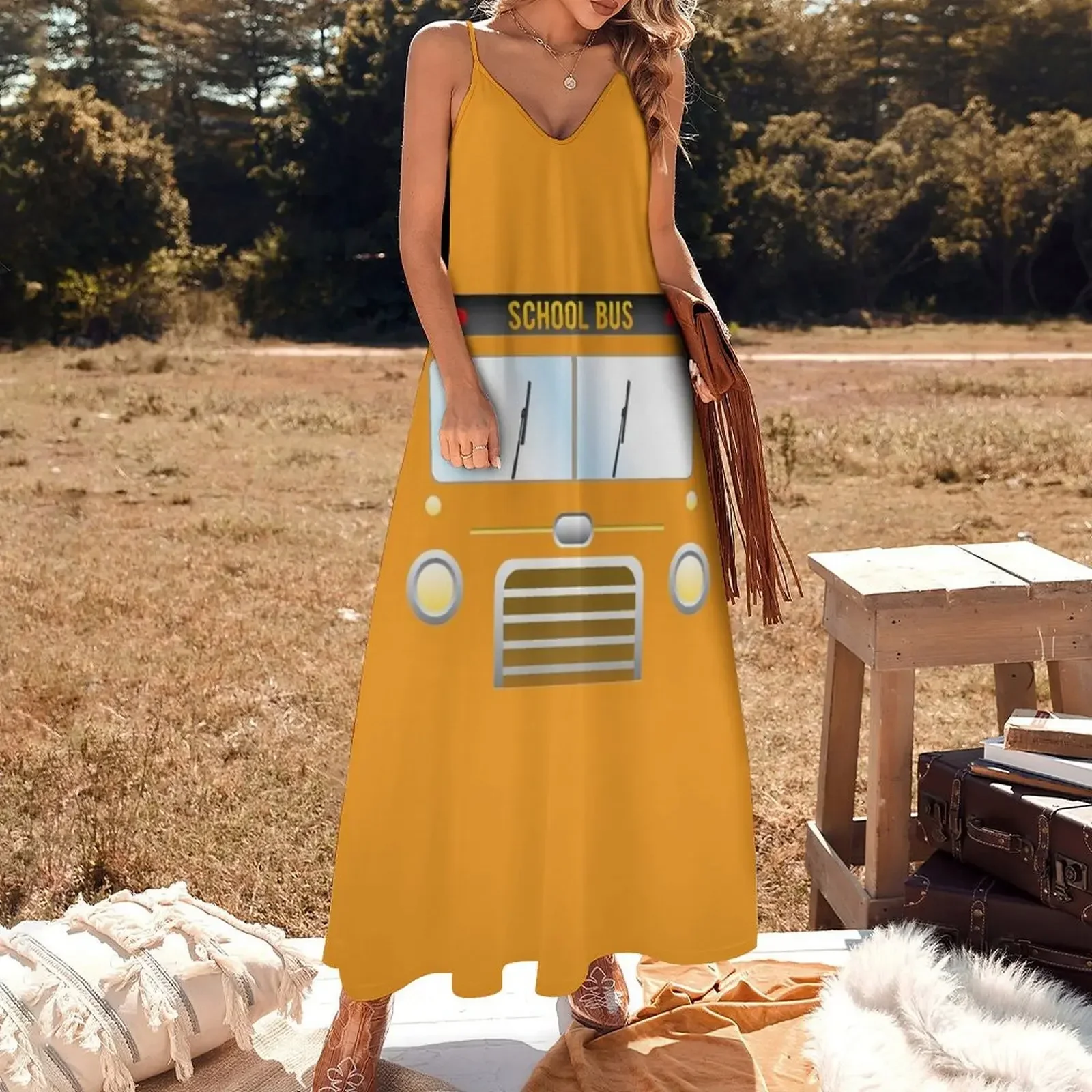 Yellow school bus costume - Perfect gift for husband and wife Sleeveless Dress summer dress women 2024 dress korean style