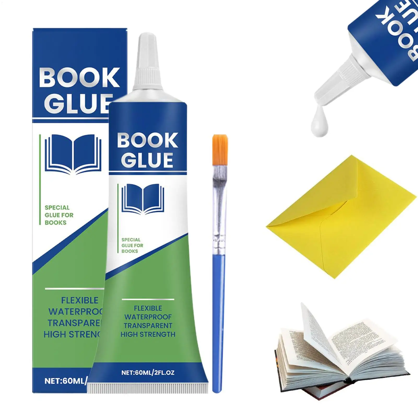 Book Repair Glue Transparent Paper Book Repair Glue Flexible Sealant for Hardcovers Archival Crafts Scrapbook Teachers 60ml