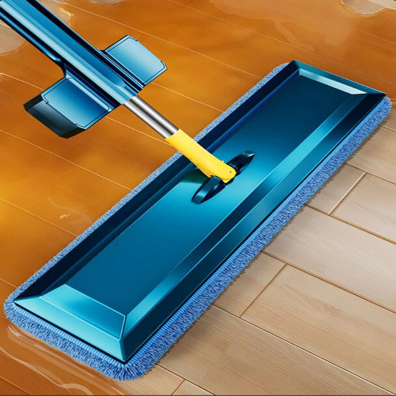 

Flat Floor Mop Squeeze Mop Hand Free Wringing Floor Cleaning Mop Microfiber Pads Lazy Mop Wet or Dry Usage on Hardwood Tile