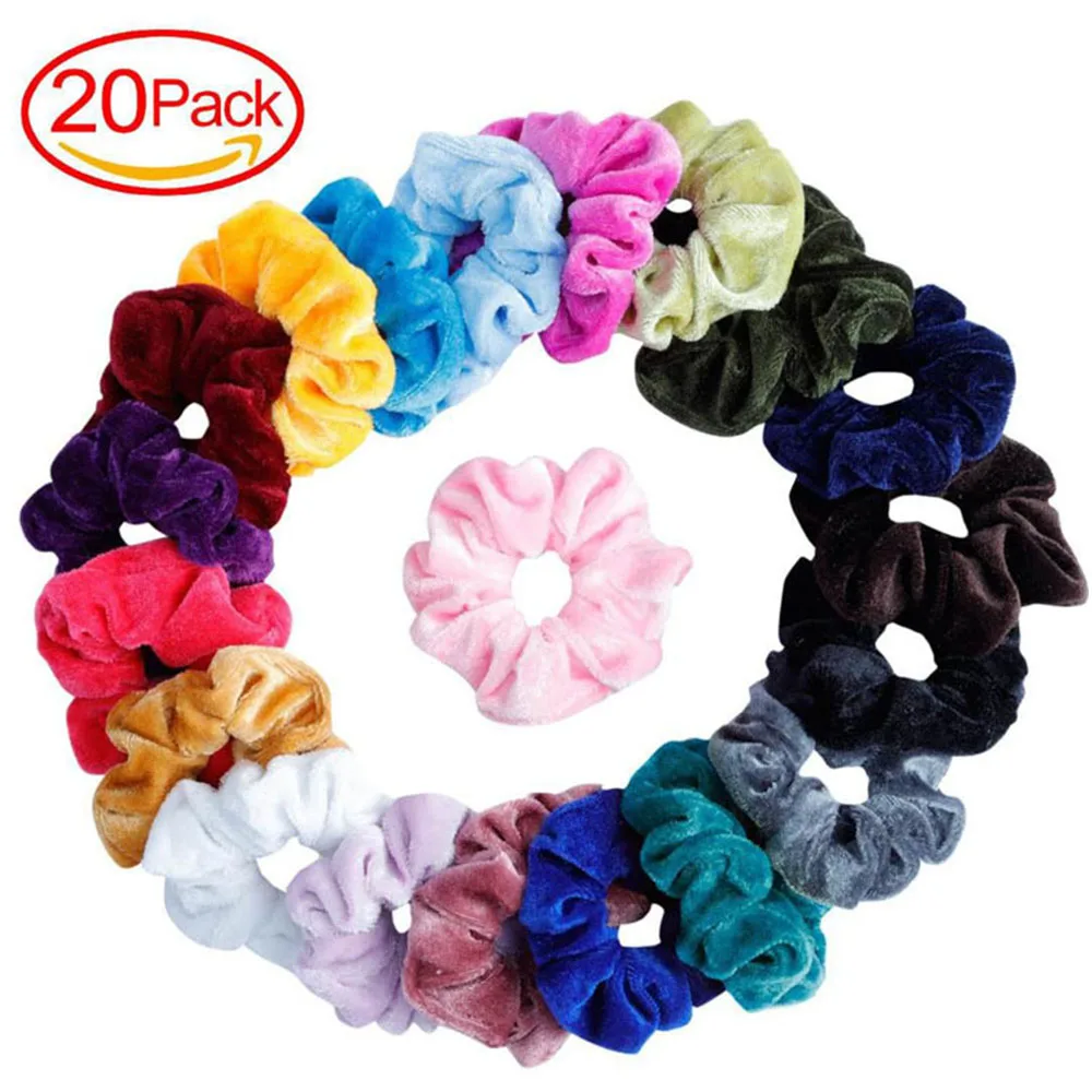 20/Pcs Women  Hair Velvet Hair large intestine circle Gel Elastic Hair Band Ponytail Holder Bobbles Hair Accessories Girls