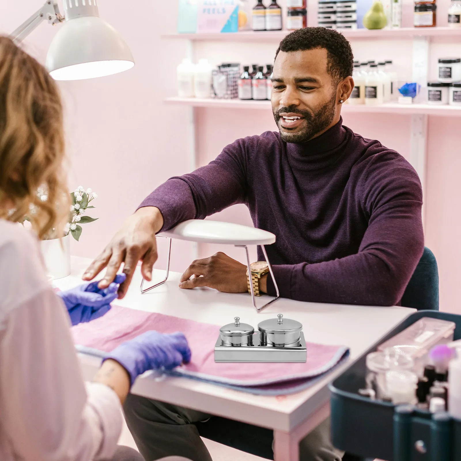 

Набор из 2-х емкостей для акрила и пудры из нержавеющей стали, непроливающиеся чаши для мономера и пудры для маникюрного салона