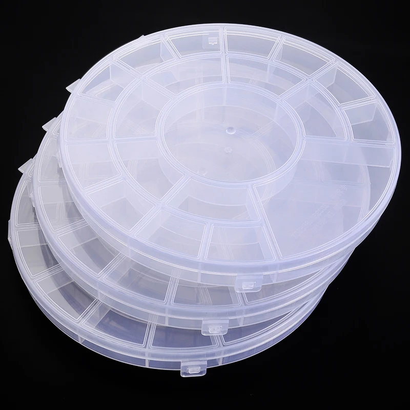 20 Compartments Transparent Container Round Jewelry Box Clear Plastic Organizer Box Empty Earring Storage Organizer Display Case