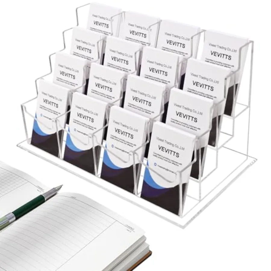 

Прозрачная вертикальная подставка для визиток на стол, акриловый держатель для визиток, настольный органайзер для хранения карт