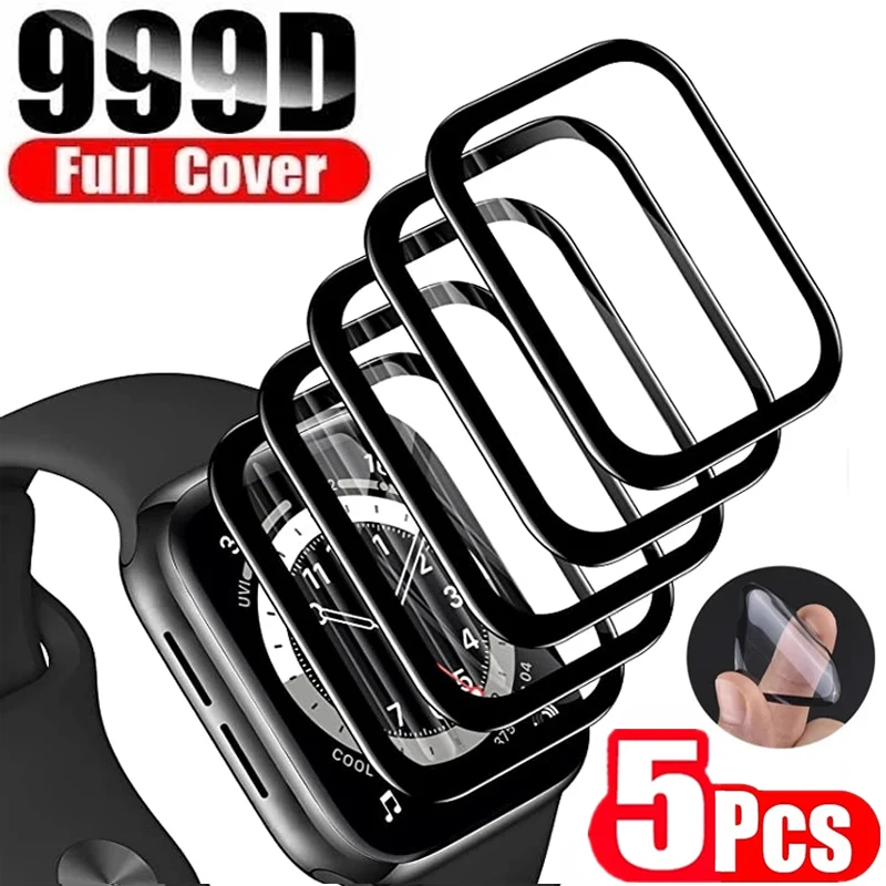 Protector de pantalla de 5 piezas para Apple Watch 7, 6, SE, 5, 9, 8, 40MM, 41MM, 42MM, 44MM, 45MM, 38MM, película de cerámica para IWatch Ultra