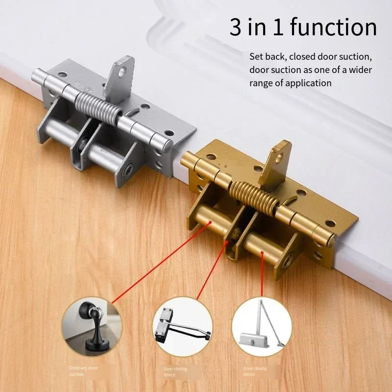 1PCS 4 Inches Invisible Door Spring Hinge Automatic Closing Wooden Multi-function Closer 90 Degree Positioning with 8 Screws