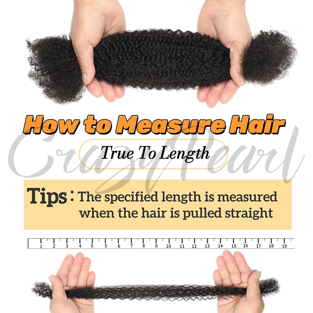CrazyPearl Cabelo Humano Afro Kinky em Massa para Extensão de Dreadlocks, Reparo de Locs, Tranças e Penteados Afro Kinky Naturais