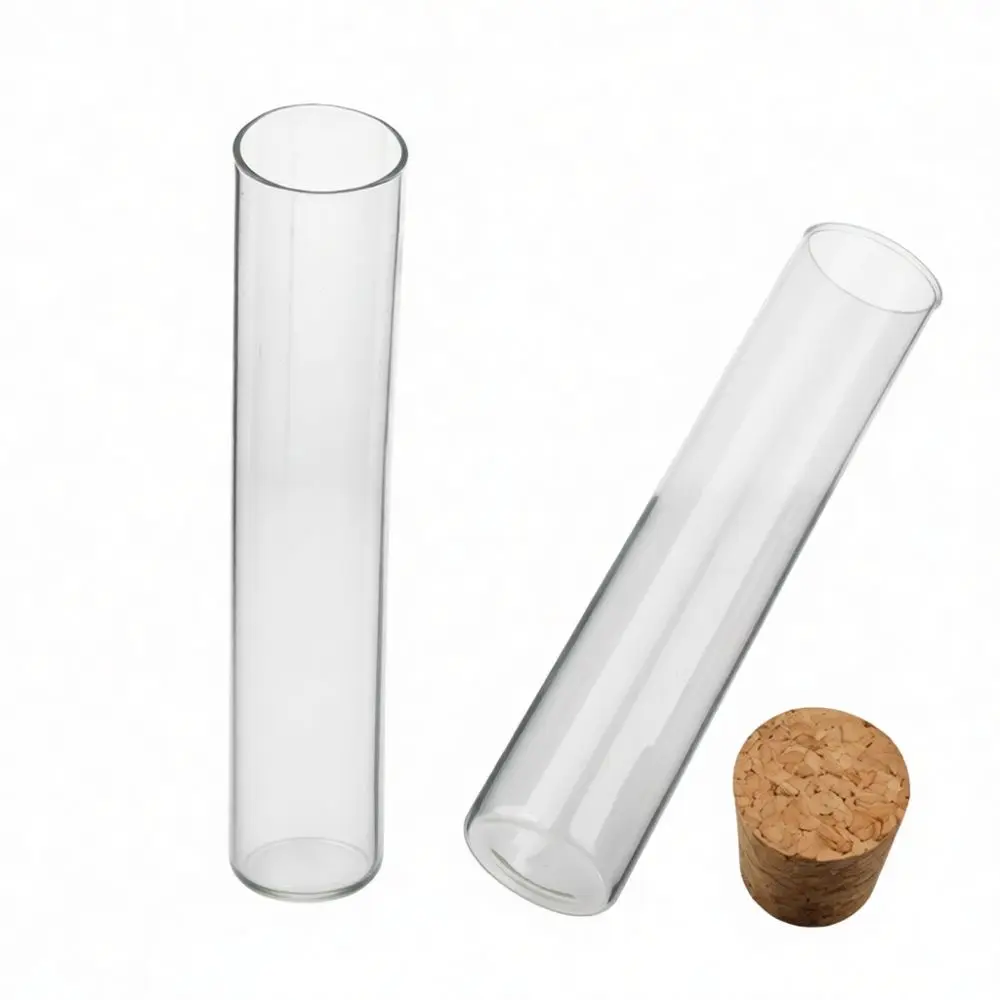 Borosilicate Glass Tube Flat Bottom With Cork Plug Laboratory Tool Scientific Experiment Sample Container Glassware