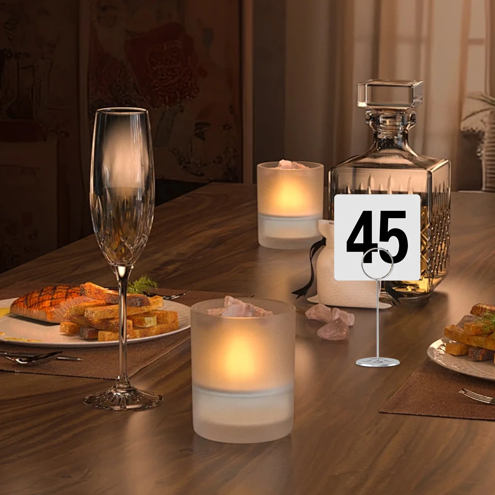 

50Pcs Numbered Table Signs Plastic Table Number Cards 1-50 for Cafe Bar Reception Party Event Double Sided Design