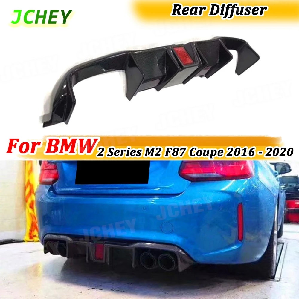 

JCHEY Carbon Fiber Car Rear Bumper Lip Spoiler Diffuser Splitters With Light for BMW 2 Series M2 F87 Coupe 2016 - 2020 FRP