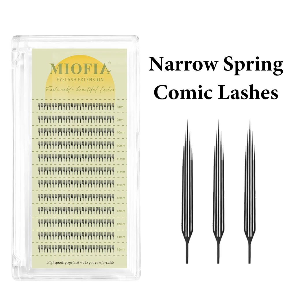MIOFIA 12 Rows Narrow Spire Eyelashes Nautral Lightweight Individual Eyelash Extension Large capacity DIY Lashes Clusters