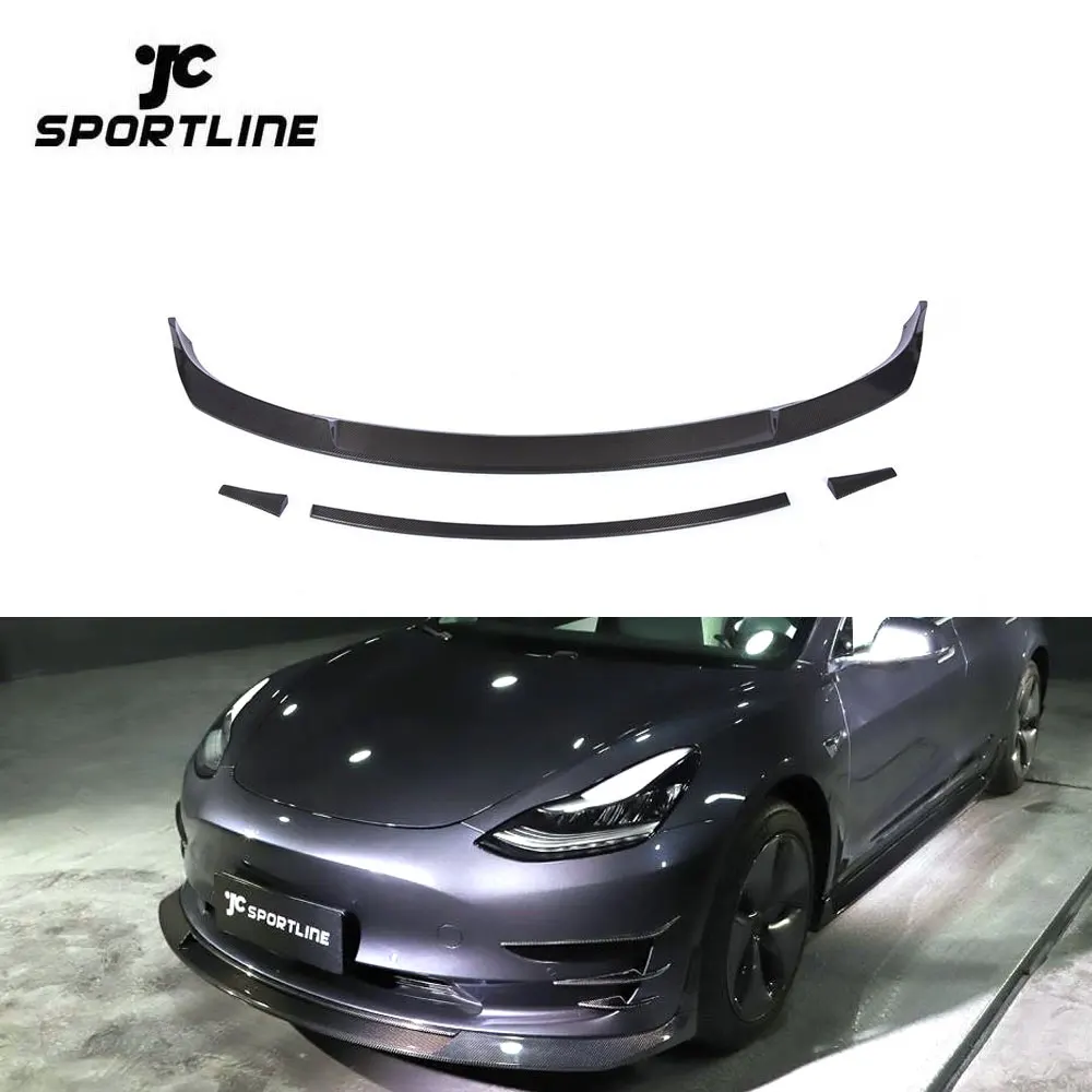 

Real Carbon Fiber Front Bumper Splitter Lip For Tesla Model 3 Electric 2017 2019 EV Auto Parts