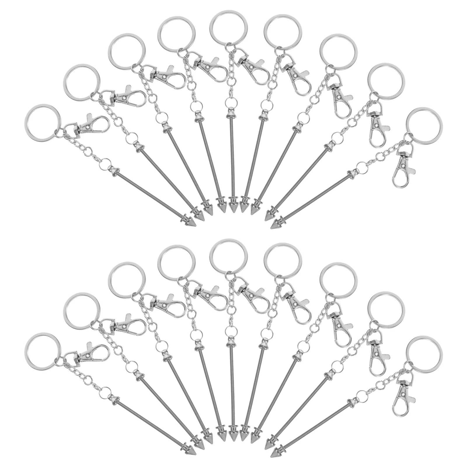 

18pcs Beaded Keychain Metal Head Blank Keychains Jewelry Connect Clips Making Kit Lobster Clasp Charm Hooks Keyring Clip