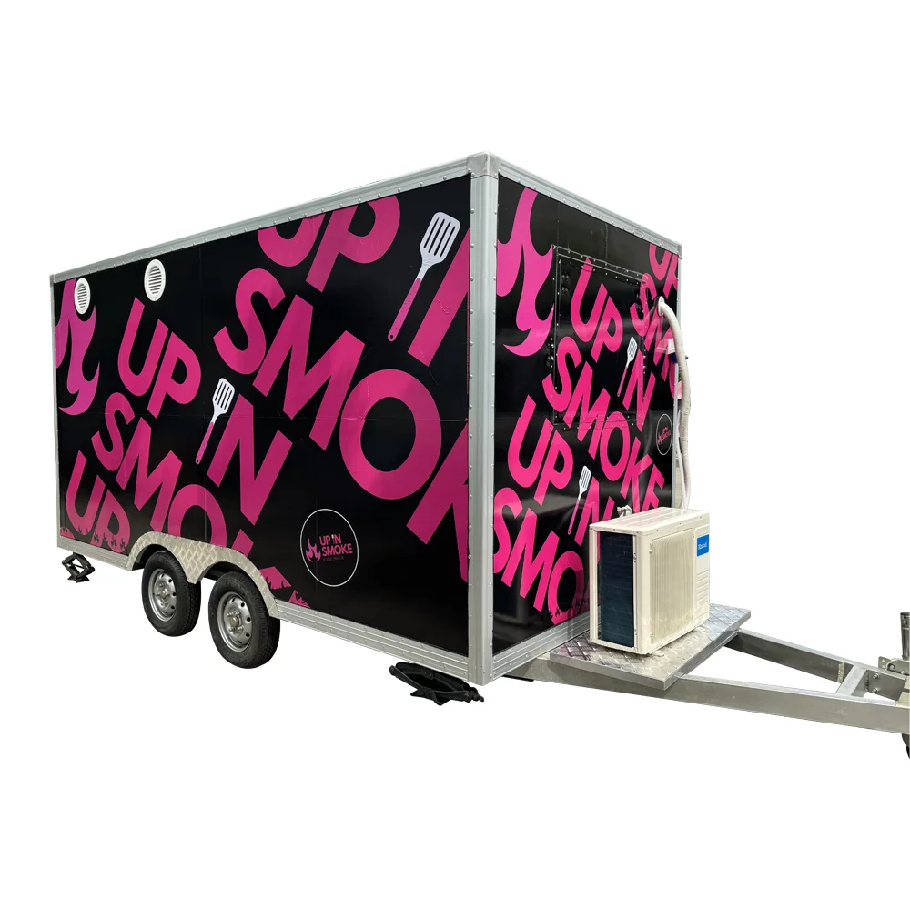 รถพ่วงขายอาหารเคลื่อนที่2024ขายอาหารบนท้องถนนพิซซ่าเคบับแฮมเบอร์เกอร์ฮอตดอกน้ำแข็ง