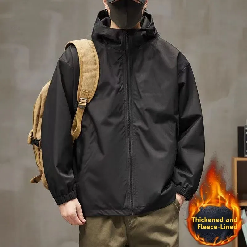 

Мужская утепленная ветрозащитная водонепроницаемая куртка для активного отдыха с капюшоном на молнии, с длинными рукавами, для молодежи