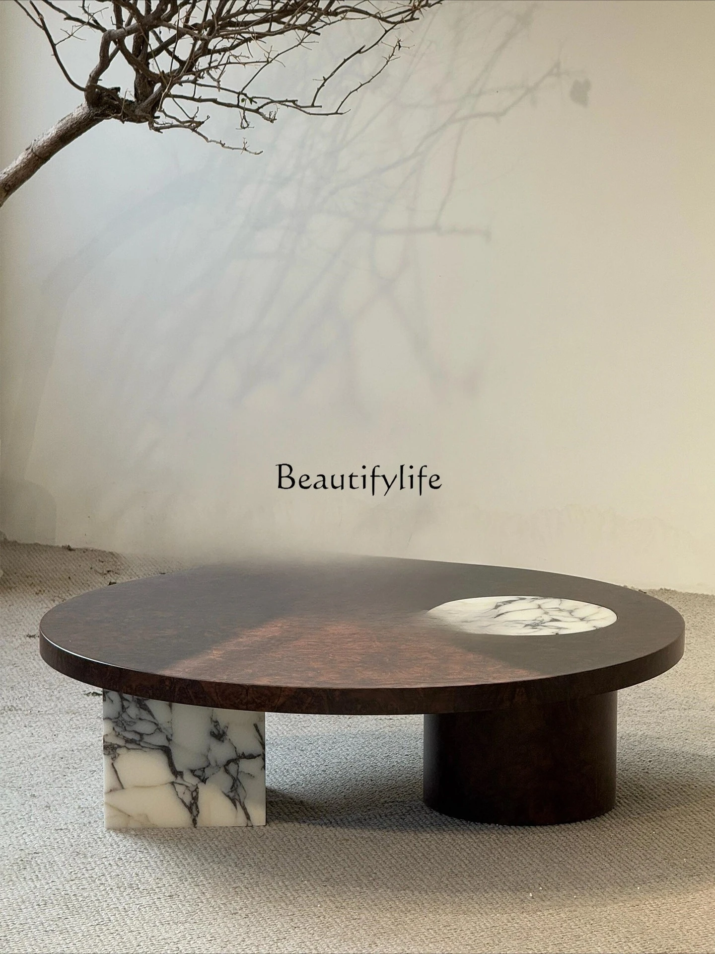 

Medieval small apartment living room round marble coffee table
