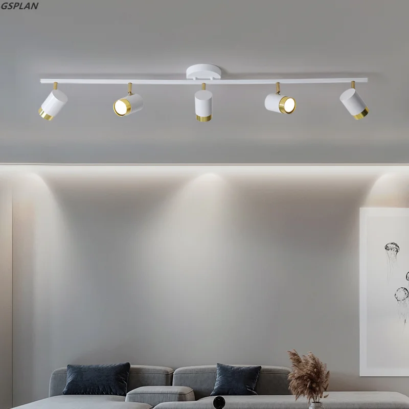 Imagem -02 - Lustres Led com Faixa Nórdica com Holofotes Luzes do Corredor da Varanda Decoração Preto e Branco Luminárias Sala de Estar e Quarto