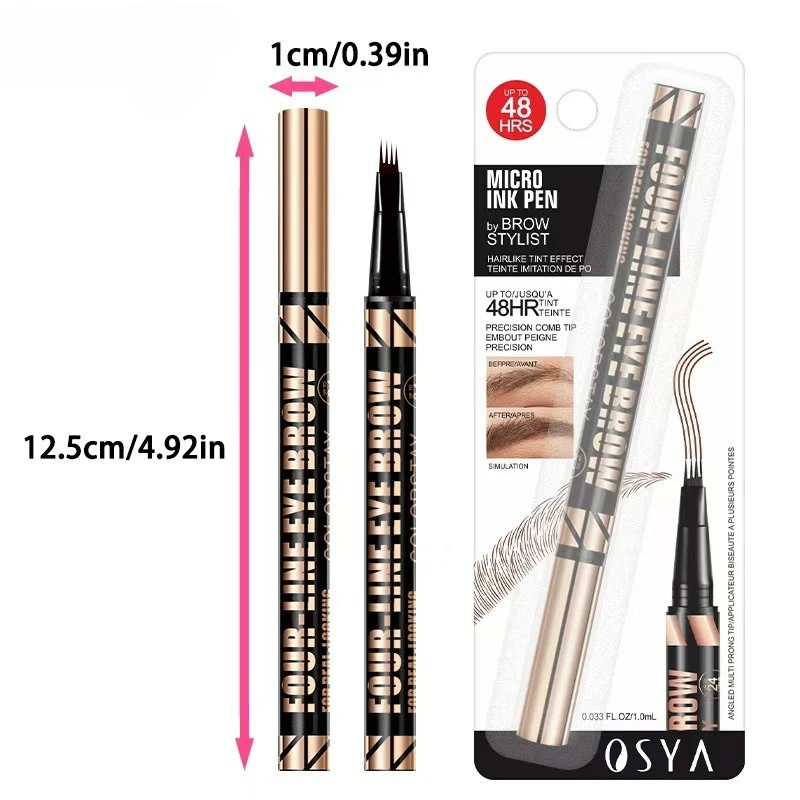 Stylo à sourcils liquide à 4 broches, imperméable, séchage rapide, résistant aux taches, pour les coups de cheveux naturels et les sourcils à plumes, facile à utiliser pour les débutants