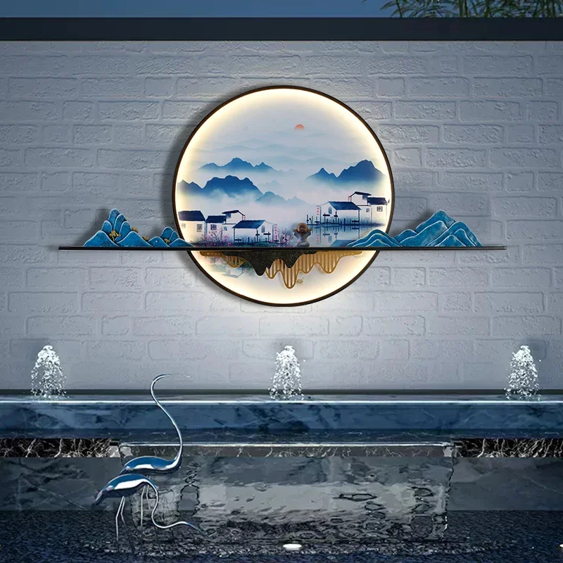 SEAN Solar Outdoor Mural Lamp Creative Circular Landscape Waterproof Mural  Villa Courtyard Decoration Painting