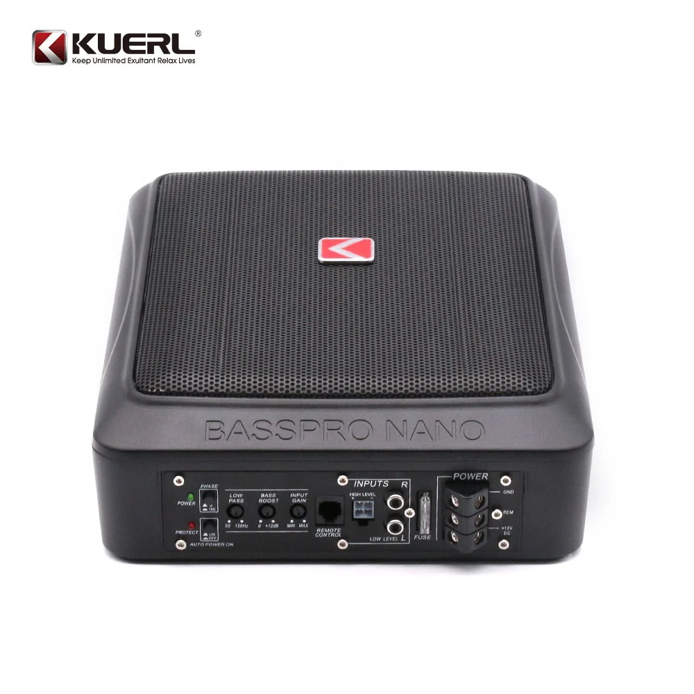 Best Die-cast aluminum metal body 7*10 inch Ultra-thin 600W Car Audio Active Subwoofer Built-in Wired volume control & Amplifier