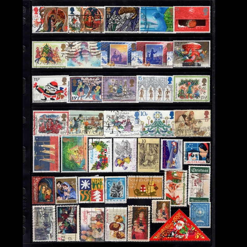 Lot 100pcs Christmas Festival Topic Original Stamps with Postage Mark No Repeat Nation Stamp Good Condition