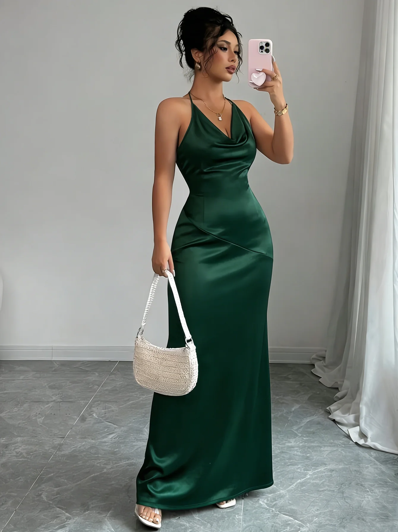 Satin Halter Neck Maxi Dress Satin Halter Neck Maxi Dress