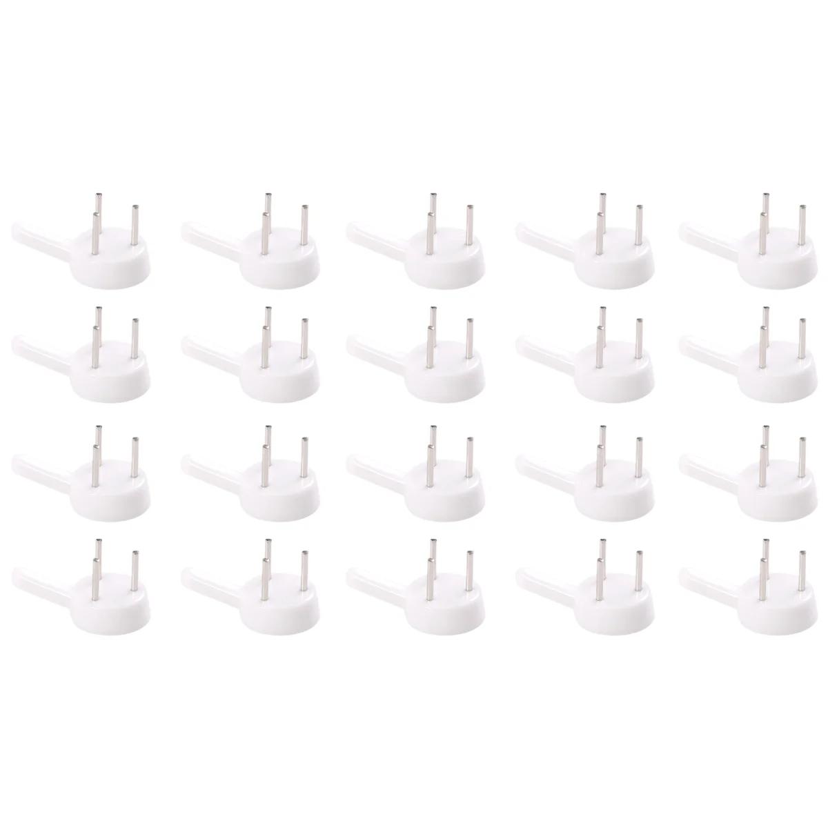 20 pcs plastic heavy wall picture frame hooks hangers 3-pin small white