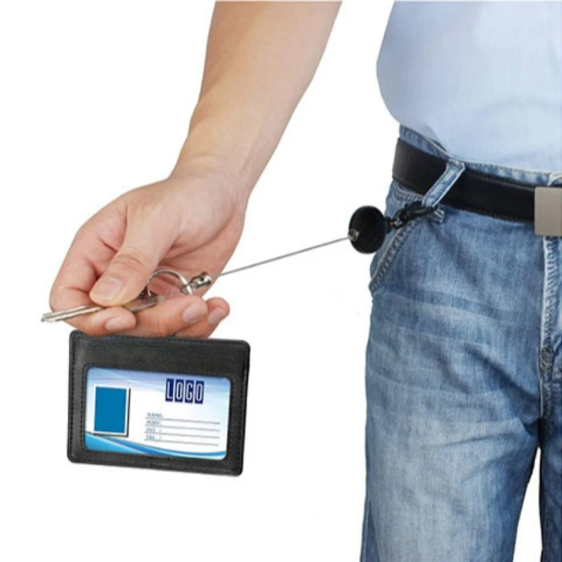 

Pass ID Work Card Holder with Badge Reel Retractable Badge Holder Set for Staff Working Permit Case Sleeve Card Cover Holder Tag