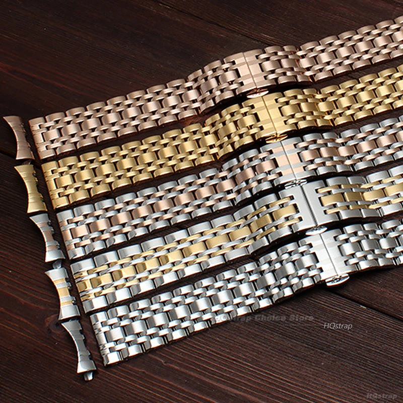 Solid Stainless Steel Watch Strap for Citizen 18mm 20mm 22mm Bracelet for Tissot Flat Curved End Wristband Replacement Strap