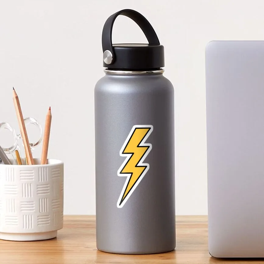 Lightning Bolt Yellow With Black Outli 5PCS Stickers for Wall Luggage Water Bottles Window Cartoon Print Stickers Kid